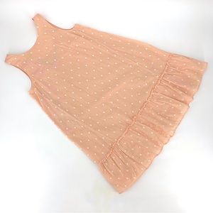 Loft Peach Embroidered Polka Dot Boho Tie Back Flounce Dress, XS